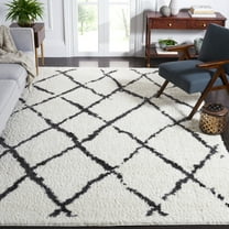 SAFAVIEH Berber Bentley Geometric Shag Area Rug, Creme/Brown, 6'7" x 6'7" Square