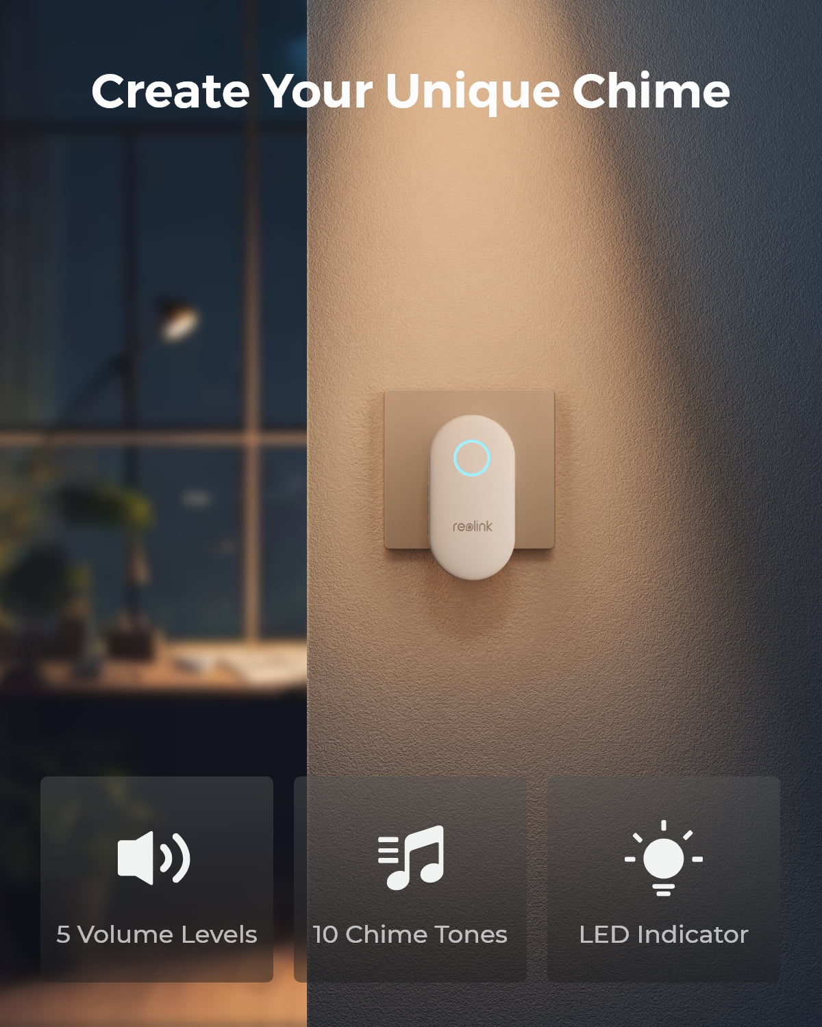 Reolink Chime for Video Doorbell,Plug-in Solution,Remote Control,Adjustable Ringtones,Volumes,Lights