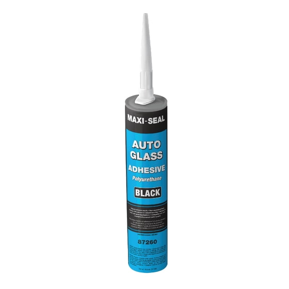Maxi-Seal Black Polyurethane Windshield Adhesive with Fast Curing Non-sag Formula - 10.5oz Tube   ﻿Applicator Tip﻿ - High Bond Strength Window Sealant - Weather Resistant Auto Glass Adhesive (1 Pack)