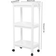thumbnail image 3 of Bathroom Tower Shelf Plastic Freestanding Storage Rack Organizer Multifunctional Shelving Unit Shelves for Living Room Bedroom Kitchen White 3 Layers, 3 of 3