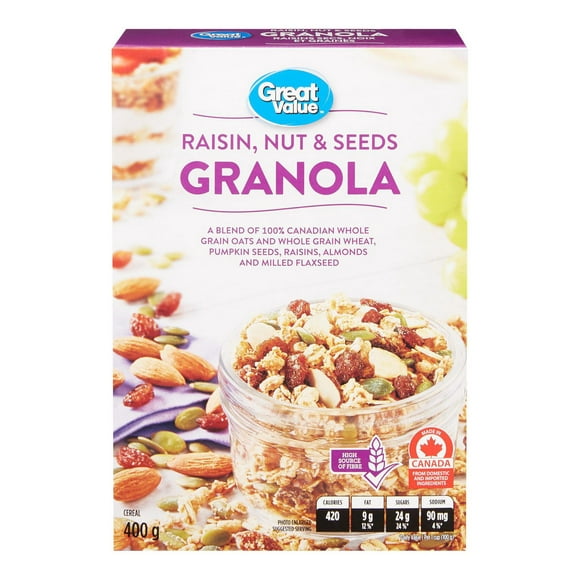 Great Value Raisin, Nut, & Seeds Granola, 400g