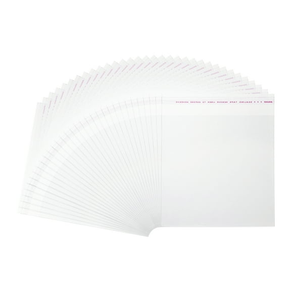 Uxcell 100 Pcs Cellophanes Bags, 5.1 x 5.1 Inch Self-Adhesive Cookies Treat Bags with Seal Resealable Gift Wrap for Packaging Candy Goodie Favors Gift Giving, Clear