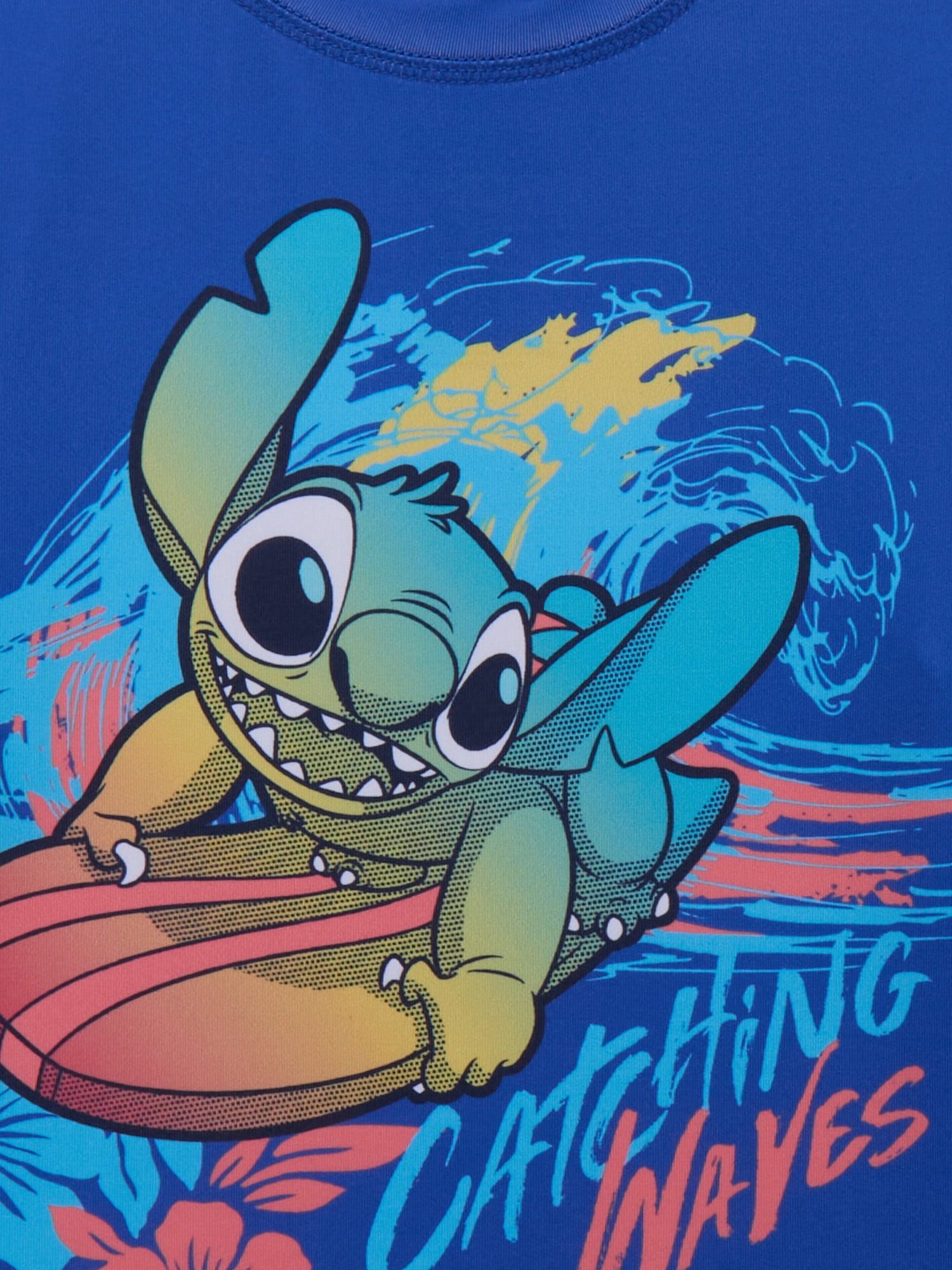 Disney Stitch Boys Long Sleeve Swim Rashguard, Sizes 4-12