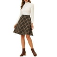 thumbnail image 3 of INSPIRE CHIC Women's Skirt Elastic Waist Knee Length Worsted A Line Skirt S Seal Brown, 3 of 8
