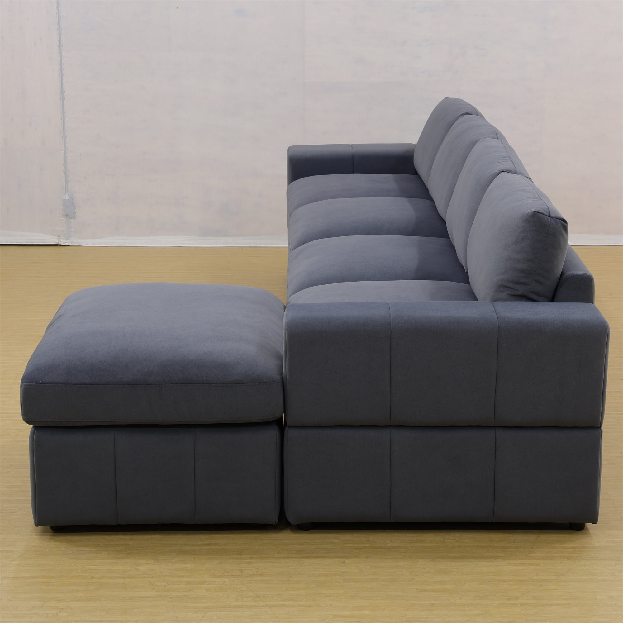 Aukfa Sectional Sofa, 138" Oversized Modular Couch with Ottoman for Living Room, Microfiber, Gray