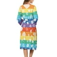 thumbnail image 2 of Yuyamidu Rainbow Stripes Robe for Women After Shower Heart Womens Bath Robes Female Spa Bathrobe V-Neck Nightgowns Dress for Sleep Party Valentine's Day Casual Longwear Size XL, 2 of 7
