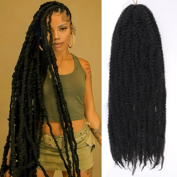 RuiYok 30 Inch Marley Twist Braiding Hair 8 Packs Pre-Separated Marley Hair Crochet Braids Black Long Springy Afro Kinky Twist Hair for Crochet Locs