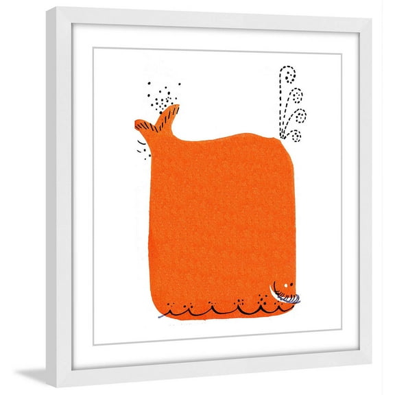 "Orange Whale" Framed Painting Art Print