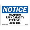 thumbnail image 1 of SignMission OS-NS-P-1014-L-15947 Remarque la Capacité Maximale de Rack par Niveau 3600 lbs OSHA Signe en Plastique, 1 of 1
