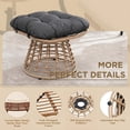 thumbnail image 2 of OMNIBERG 360° Outdoor Swivel Ottoman Stools Set of 2, Oversized All Weather Wicker Footstool with Cushion and Non-Slip Feet, Outdoor Seating Footrest for Bedroom, Living Room, Porch, Balcony, Black, 2 of 6