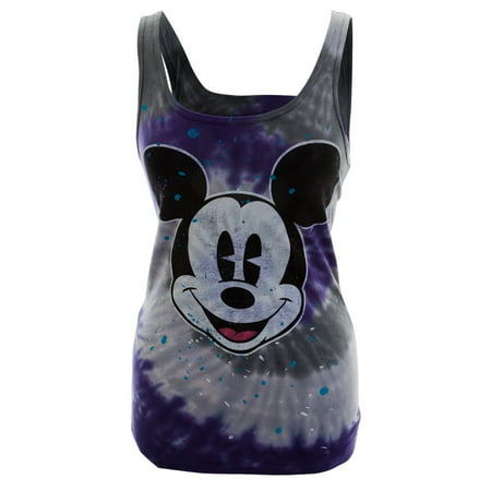Mickey Mouse - Paint Splatter Face Tie-Dye Juniors Tank Top