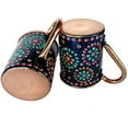 thumbnail image 4 of Rastogi Handicrafts Handmade Pure Copper Outer Hand Painted Art Work Wine, Vodka, Beer,Cocktail,Juice, Cold Coffee Straight Mug - Cup 16 oz Pack Of 4 Mug (BLUE), 4 of 5