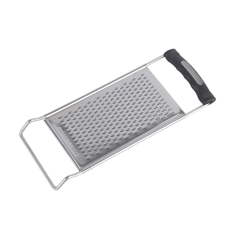Stainless Steel No Skid Bottom Flat Grater Handheld Garlic Grater Kitchen Gadget for Ginger Soft Handle Black Handle Small Hole
