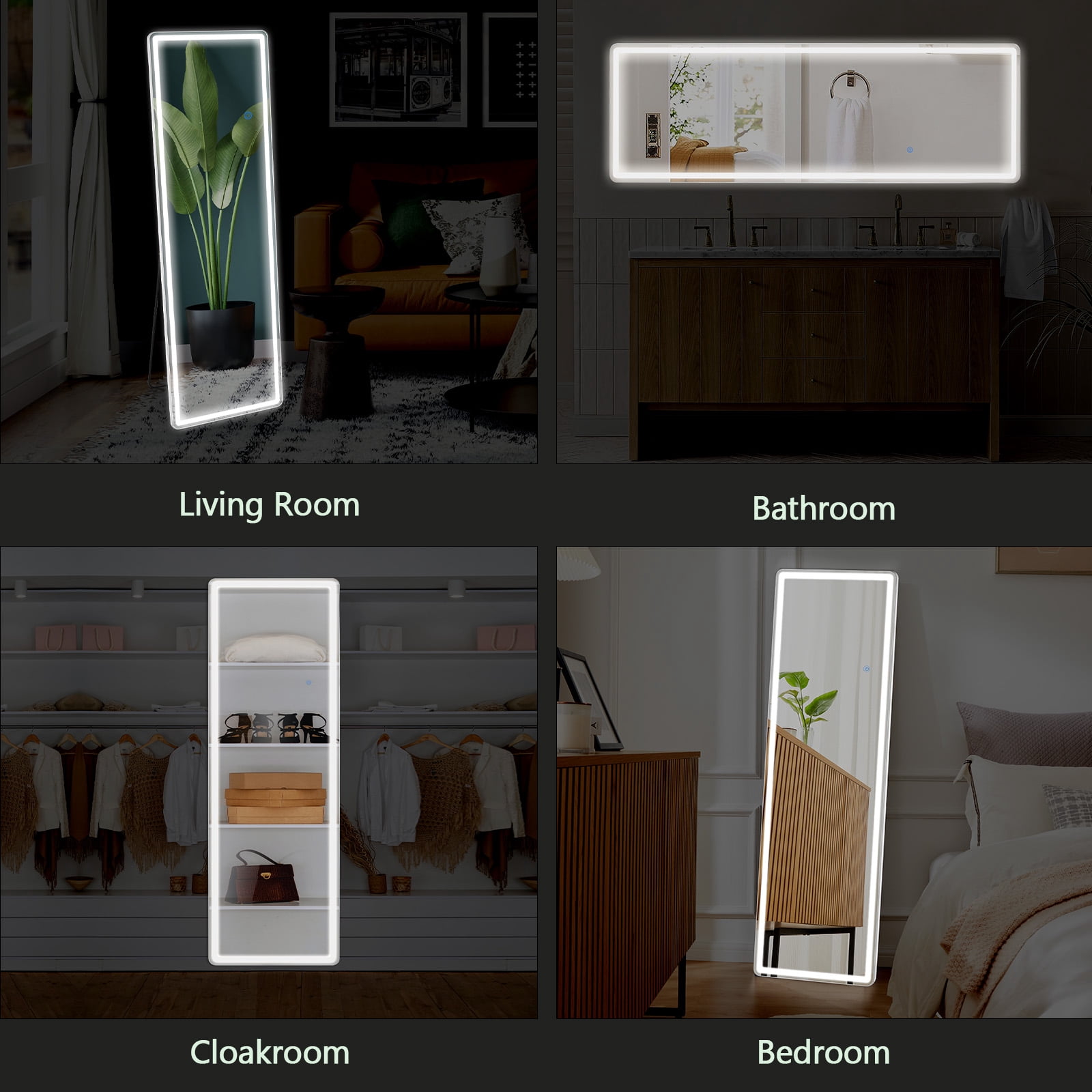 MAYEERTY 64"x21" LED Full Length Mirror Wall Mounted LED Mirror, Sliver