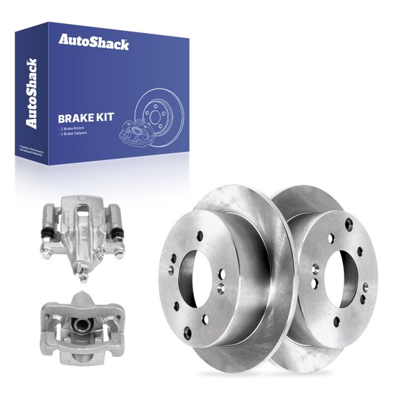 AutoShack Rear Solid Brake Rotors   Calipers 4-PC Brake Kit Replacement for 2010-2013 Kia Soul 10.31" (262 mm)
