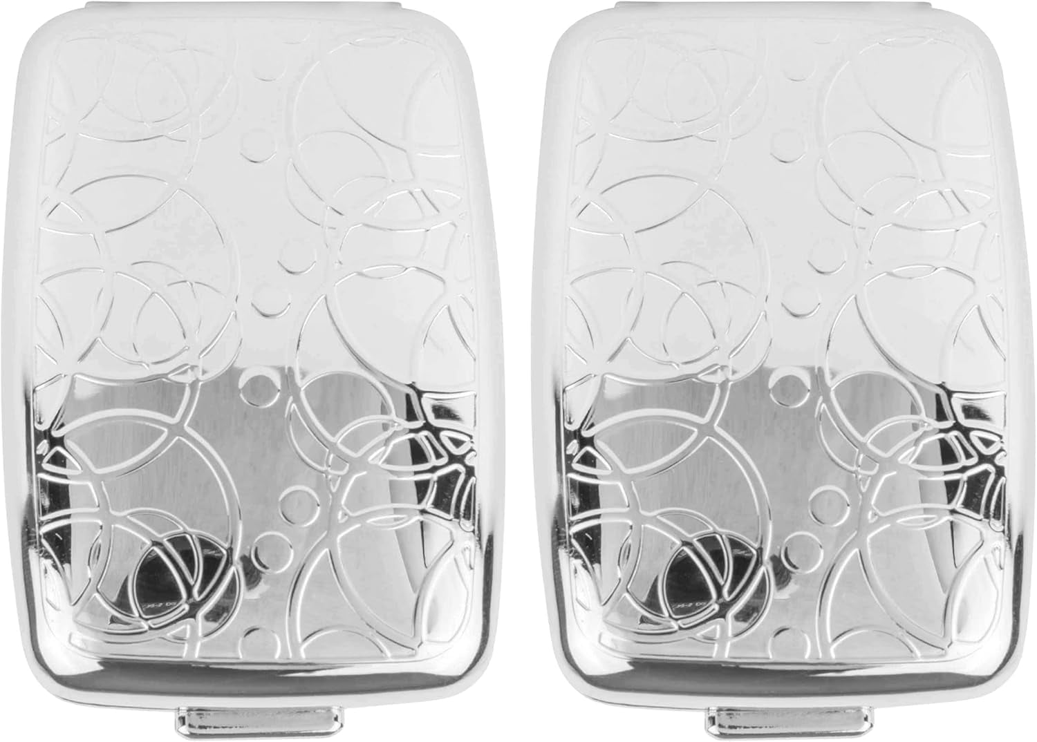 Set of 2 Etched Rectangular Pocket Purse Pill Box & Organizer With Dual Compartments (Rings)