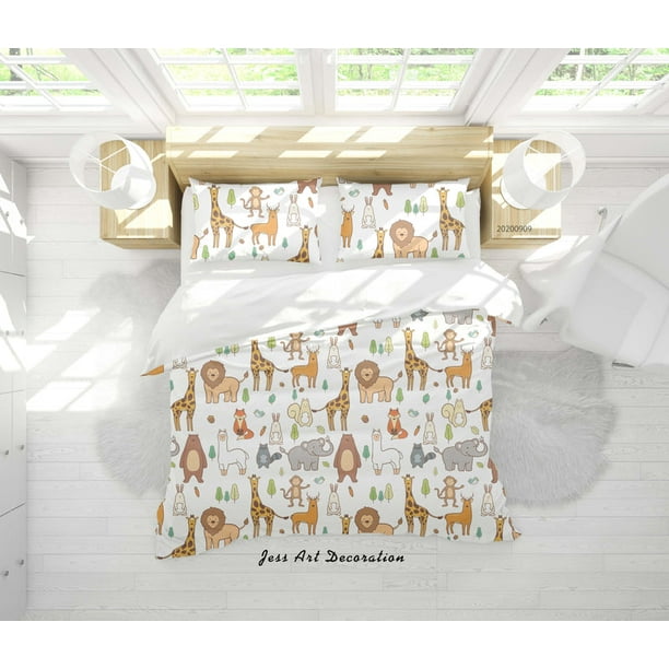 3D Cute Animals Hand Drawn Pattern Quilt Cover Set Bedding Set Duvet Cover