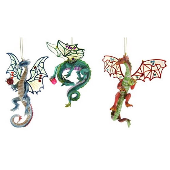 Dragons of the Crystal Cave Ornaments (Set of 3) Issue #14, Firefrost, Good Earth & Smolder