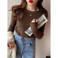 thumbnail image 5 of ML Women Pullovers Sweaters Knit Soft Jumper tops Ruched Autumn Winter Tops O-Neck Ribbed Long Sleeve  Slim Female Sweater, 5 of 5