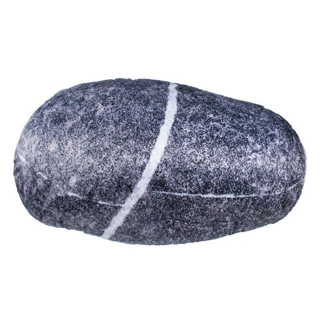 Truu Design Decorative Natural Stone Pebble Shaped Microplush Pillow, Grey, 16 x 24 inches