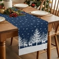 thumbnail image 3 of Christmas White Reindeer Tree Table Runner 13x108in Non-Slip Cotton Linen Table Runners, Winter Snowflakes Dark Blue Dresser Scarves TableRunner for Dinner Kitchen Dining Wedding Party, 3 of 9