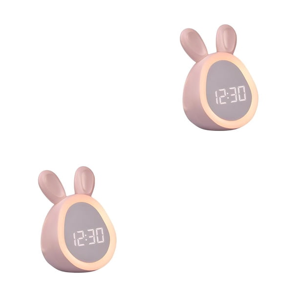 Bewildely Reloj despertador de conejo, relojes digitales con luz nocturna, música, dormitorio, despertador, entrenador de sueño, reloj, Type1 NO1