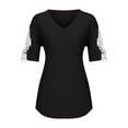 thumbnail image 5 of Patlollav Womens Plus Size Lace Short Sleeve V-Neck T-Shirt Loose Casual Summer Tee Tops, 5 of 6