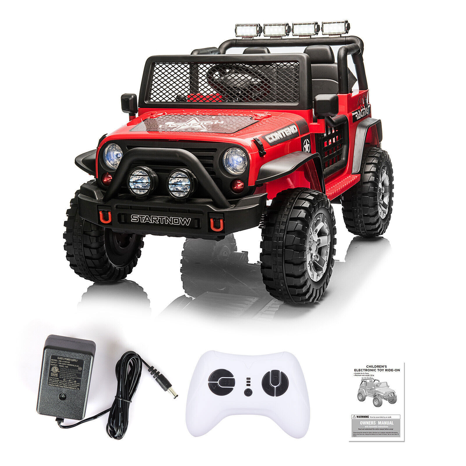 Dazone 12V Kids Ride on Jeep Car, Electric 2 Seats Off-road Jeep Ride on Truck Vehicle with Remote Control, LED Lights, MP3 Music, Red - image 4 of 7