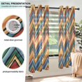 thumbnail image 3 of Yayeee Window Curtains Light Filtering 63"x52" Grommet Panel Pair Home Living Room Decor, Orange Geometric, 3 of 7