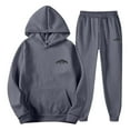 thumbnail image 4 of sususu Men's Casual Suit Jacket,Graphic Print Hooded Sweatshirt and Jogger Set Modern Streetwear Outfit for Men With Comfort Fit - Grey, 4 of 4