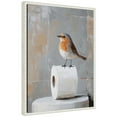 thumbnail image 4 of Kate and Laurel Bird Standing on Toilet Paper Roll Toilet Bathroom Art Framed Canvas Wall Art by The Creative Bunch Studio 18 x 24 Sylvie Beaded White, Modern, Animals, Bathroom Art for Wall Decor,, 4 of 8