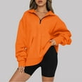 thumbnail image 2 of Sweatshirt For Womens Oversized Half Zip Pullover Long Sleeve Sweatshirt Quarter Zip Hoodie Sweater Teen Girls Fall Blouse Clothes With Pockets Large N, 2 of 6