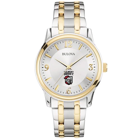 Men's Bulova  Silver/Gold Belmont Abbey Crusaders Two-Tone Stainless Steel Watch