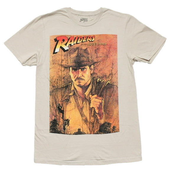 Indiana Jones  Mens T-shirt - Raiders of the Lost Ark Distressed Movie Poster (Small)