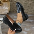 thumbnail image 3 of Xfvqtps Womens Loafer Shoes Crack Leather Closed Pointy Toe Thick Sole Slip on Shoes Black, 3 of 7