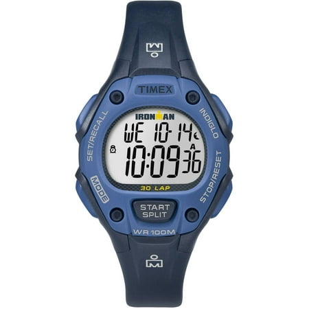 Timex Women's Ironman Classic 30 Mid-Size Blue Watch, Resin Strap