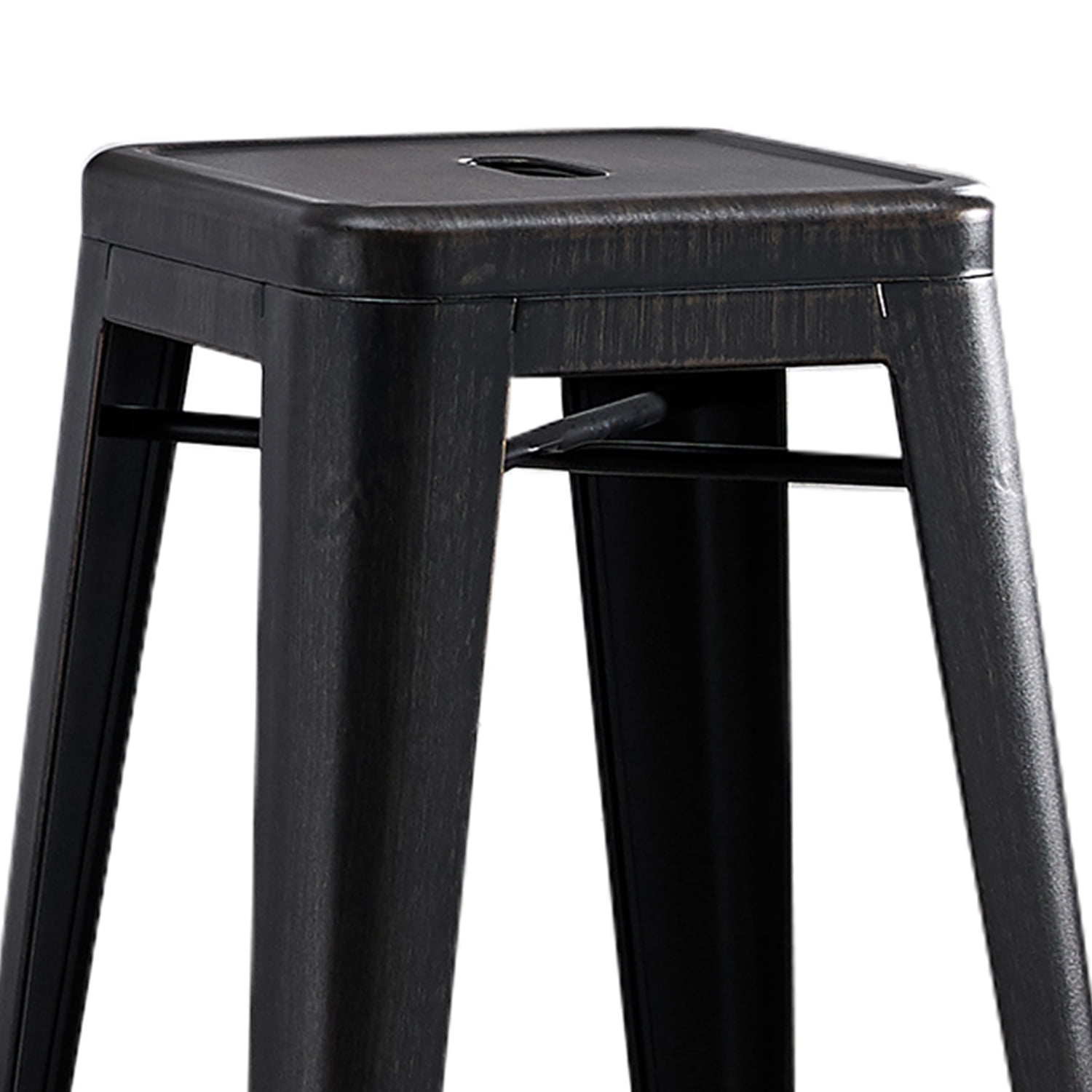 AC Pacific 30” Metal Backless Barstool Set of 2 – Country Rustic Style, Lightweight & Sturdy Build, Easy Assembly – Distressed Matte Black