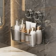 thumbnail image 6 of Suction Cup Shower Caddy,6.4X3.3X4.1inch Drill Free Hanging Bathroom Wall Storage Basket, Drain Design Toiletry Organizer Bin, Practical Bath Accessory Holder for Shower Kitchen, 6 of 7