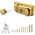 thumbnail image 1 of Night Latch Deadbolt Rim Lock with Key Gold Finish Antique Style Lock with Front Door Key, 1 of 2