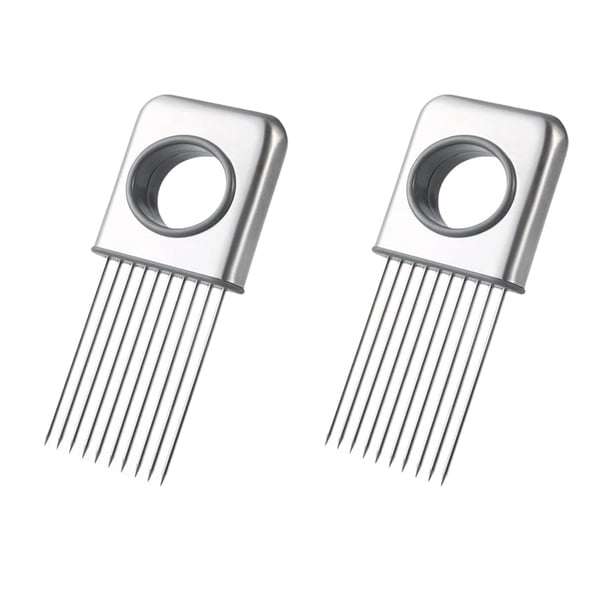 2 Piezas de Soporte para Rebanadas de Cebolla de Acero Inoxidable, Cortador de Cebolla, Pasador de Carne Suelta, Cortador de Verduras para Limón, , Tomate