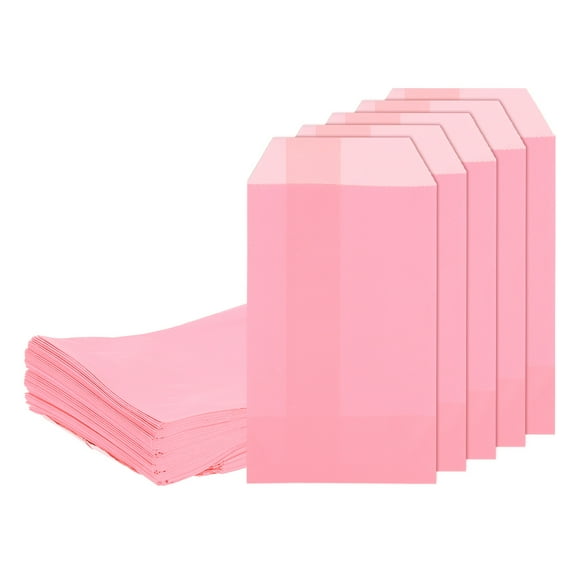 Uxcell 100Pcs Kraft Paper Treat Bags, 6" x 3" Greaseproof Candy Bags Flat Favor Bags Small Gift Bags, Pink