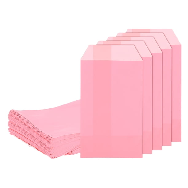 Uxcell 100Pcs Bolsas de Papel Kraft, 6" x 3" Bolsas de Caramelo a Prueba de Grasa, Bolsas de Favor Planas, Bolsas de Regalo Pequeñas, Rosas