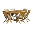 thumbnail image 5 of 7 Piece Teak Wood San Diego Patio Dining Set with Round to Oval Extension Table, 2 Arm Chairs and 4 Side Chairs, 5 of 5