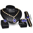 thumbnail image 4 of Fiudx Elegante Conjunto de Joyas, Collar de Aleación Bañado En Oro, Pendientes de Diamantes de Imitación de Brillantes, Anillo de Pulsera Duradero, Ideal para Banquetes Nupciales, Regalo Elegante par, 4 of 5