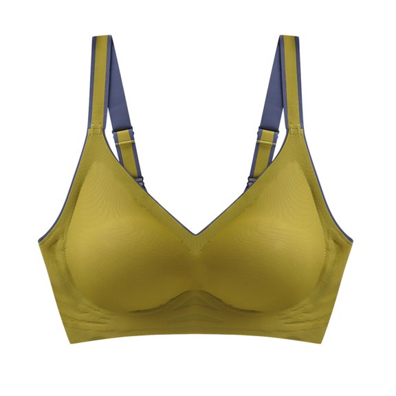 Aayomet Underwire Bra Womens Push-up Padded Strappy Sports Bra Cross Back Wirefree Fitness Yoga Top,Yellow XXL