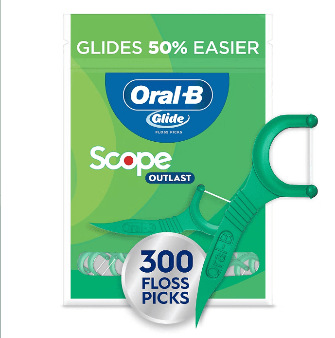 Oral-B Glide Scope Outlast Dental Floss Picks, Mint, 300 ct.