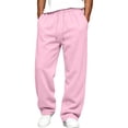 thumbnail image 3 of Garbnen Baggy Sweatpants for Men Workout Athletic Gym Men's Straight Leg Sweatpants Elastic Waist S-5xl Trousers for Men Lightweigh Fall Winter Lounge Pants Men with Pocket Pink XXXL, 3 of 8