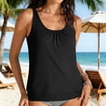 thumbnail image 5 of cocolona Tankini Tops for Women Fashion Solid Color Blouson Swimsuits Tops Summer Modest Bathing Suit, 5 of 6