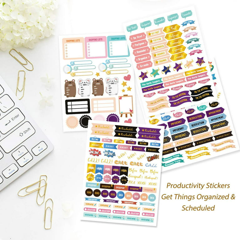 Gold Foil Planner Stickers, 27 Sheets/1230+ Stickers - Seasonal,  Inspirational, Motivational, Holiday, Decorative Stickers for Planner  Organizer
