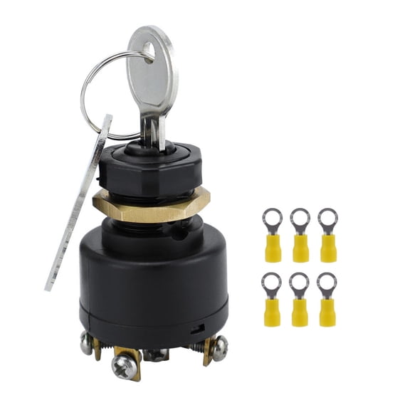 BIBABLYKE Boats Ignition Switches,6 Screw 3 Positon Ignition Starter Switches with 2 Key for Inboards Outboard Powered Boats